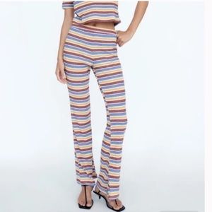 Zara Ribbed Striped Flare Pants